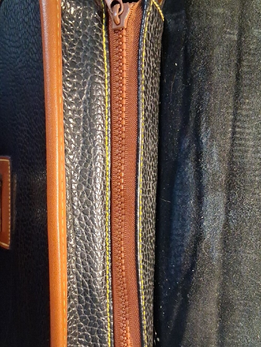 Dooney & Bourke Black Pebbled Leather Satchel with Brown Trim - Picture 10 of 14